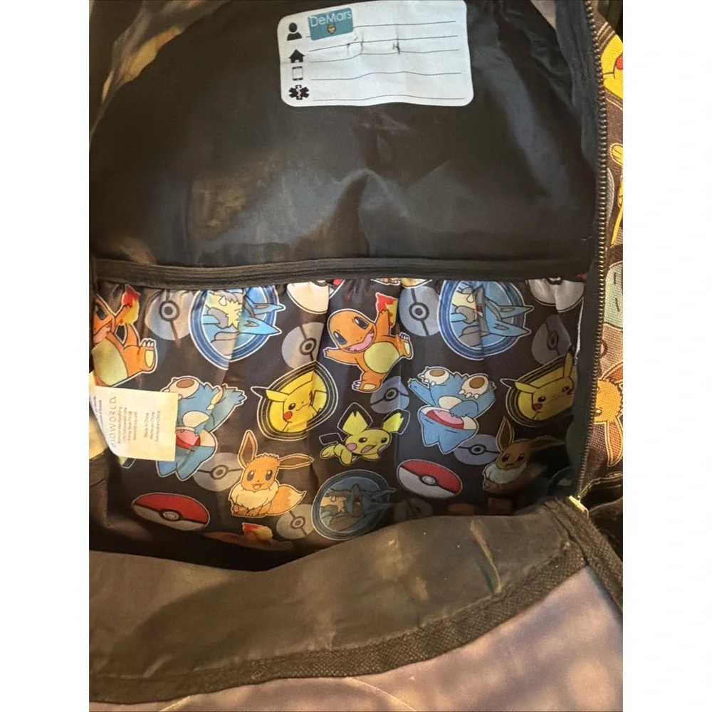 Pokemon Bioworld Pikachu Eevee All Over Print Backpack Black Red School Bag